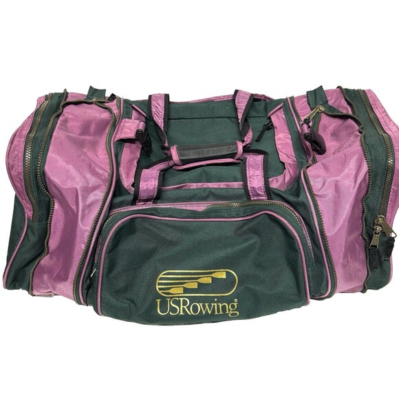 Vintage Retro US Canoe & Kayak Team Rowing Duffle Bag 90's Y2K Green Purple - Picture 1 of 12